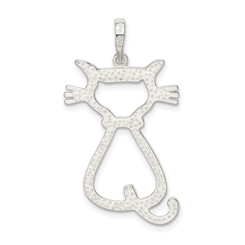 Sterling Silver 25mm Polished Cat Silhouette Pendant