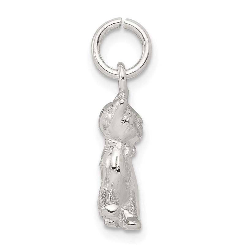 Sterling Silver 3D Polished Cat Charm or Pendant