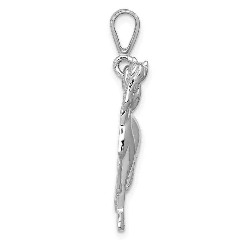 14k White Gold Polished Horse Pendant, 25mm