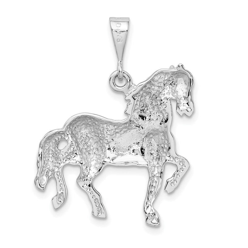14k White Gold Polished Horse Pendant, 25mm