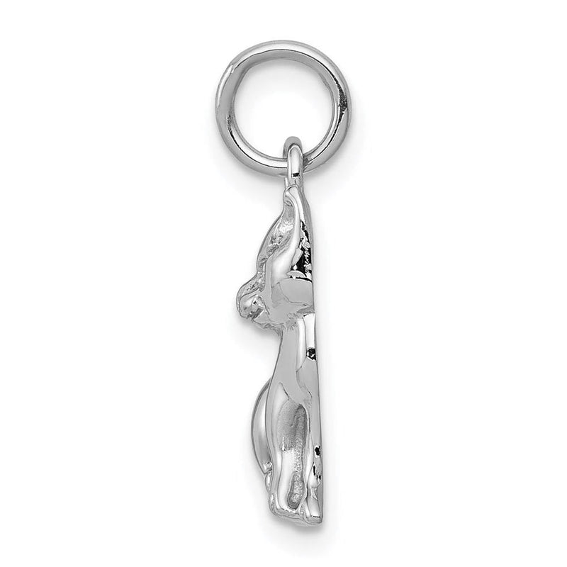 14k White Gold 2D Polished Cat Charm or Pendant