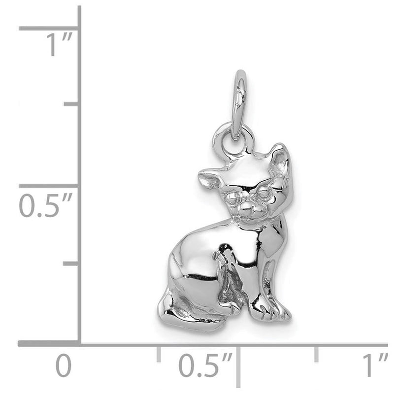 14k White Gold 2D Polished Cat Charm or Pendant