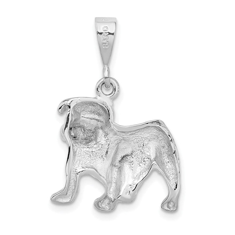 14k White Gold Polished 2D Bulldog Pendant
