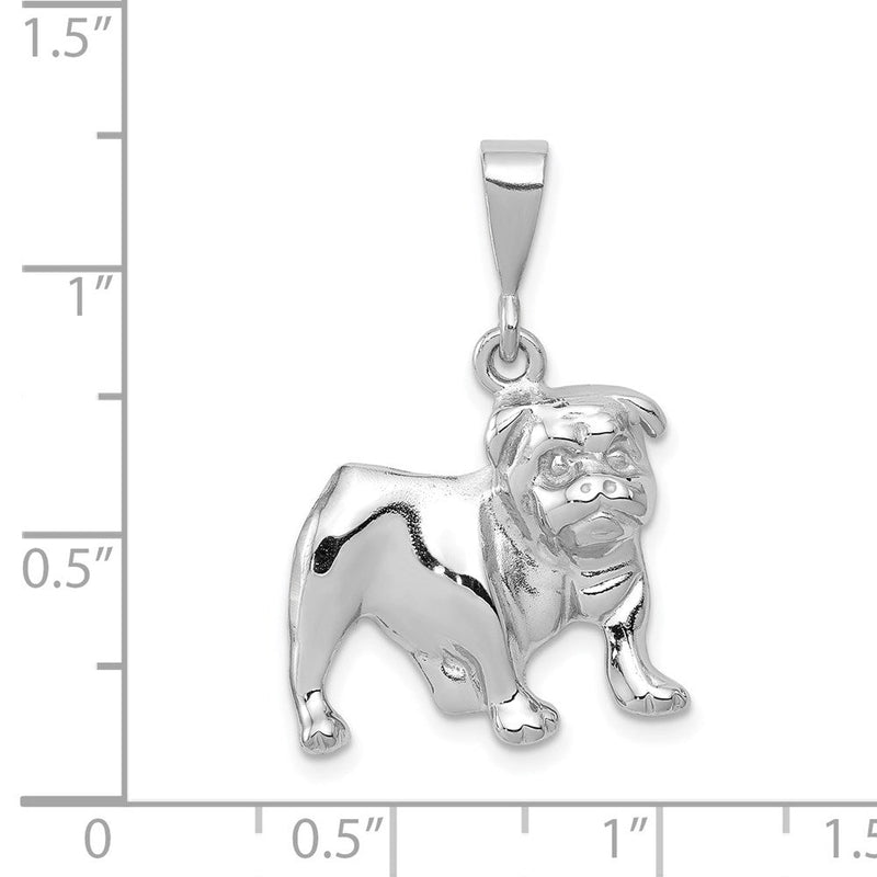 14k White Gold Polished 2D Bulldog Pendant