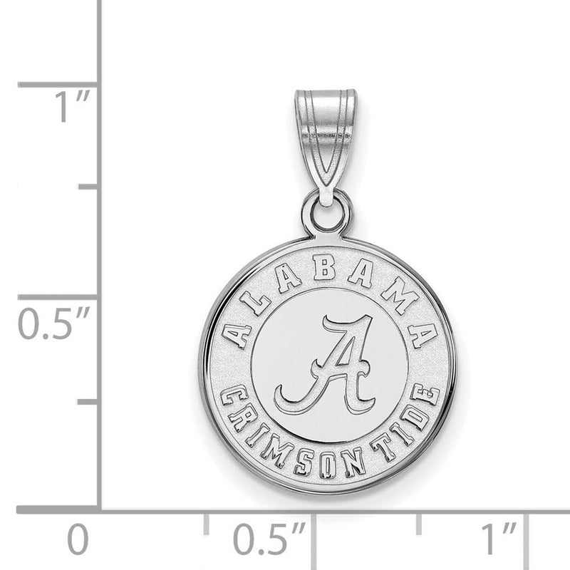 14k White Gold U. of Alabama Medium Disc Pendant