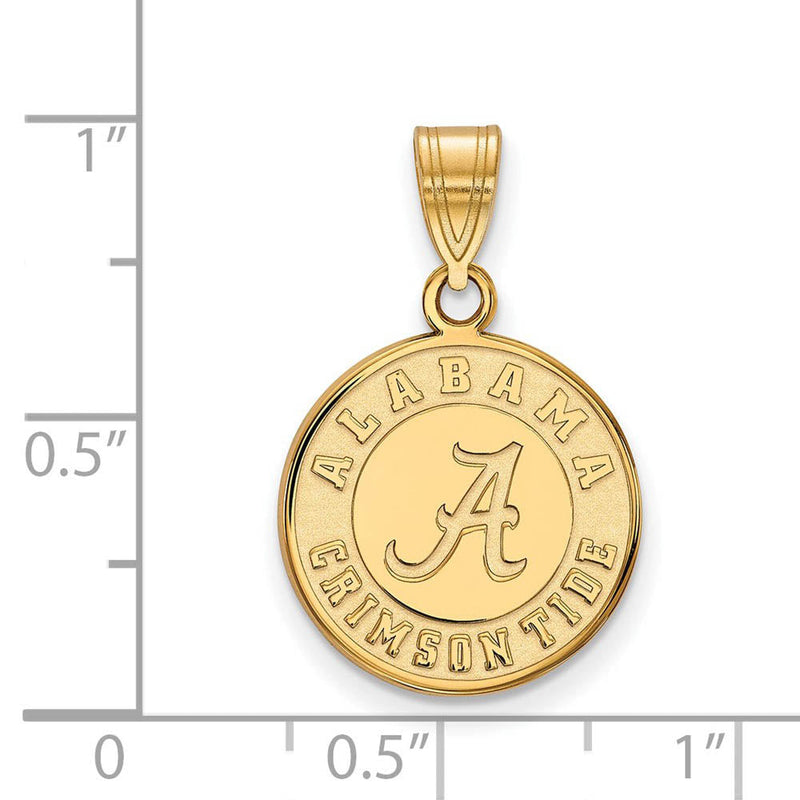 14k Yellow Gold U. of Alabama Medium Disc Pendant