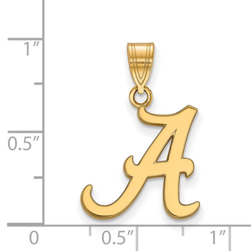 14k Gold Plated Silver U. of Alabama Medium Initial A Pendant