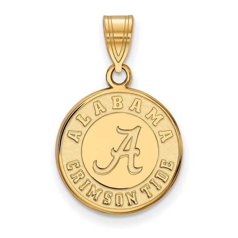 14k Gold Plated Silver U. of Alabama Medium Disc Pendant