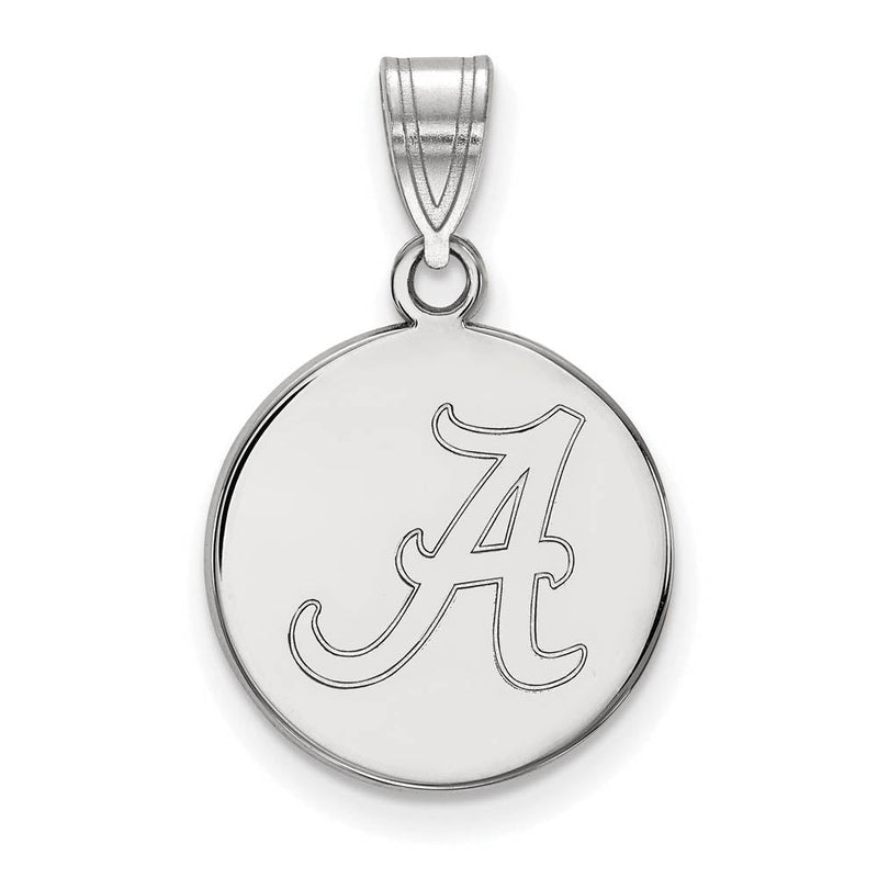 Sterling Silver U. of Alabama Medium Initial A Disc Pendant