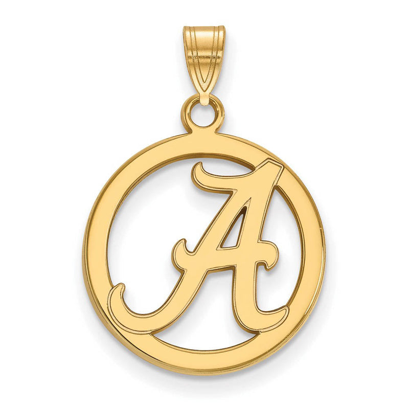 14k Gold Plated Silver U. of Alabama Small Initial A Circle Pendant