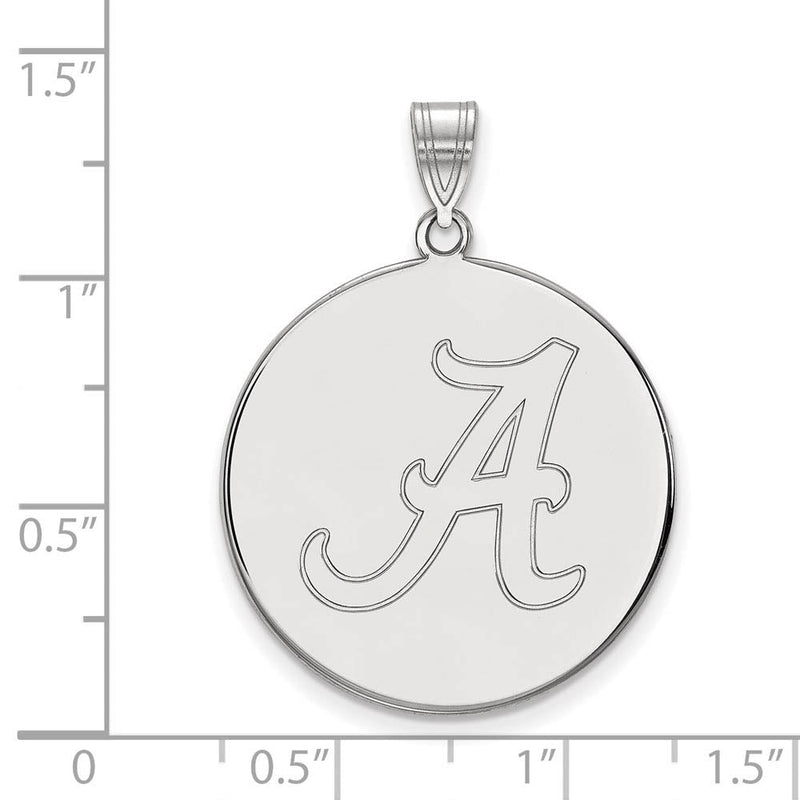 14k White Gold U. of Alabama XL Initial A Disc Pendant