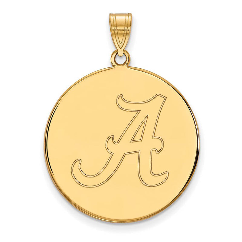 14k Yellow Gold U. of Alabama XL Initial A Disc Pendant