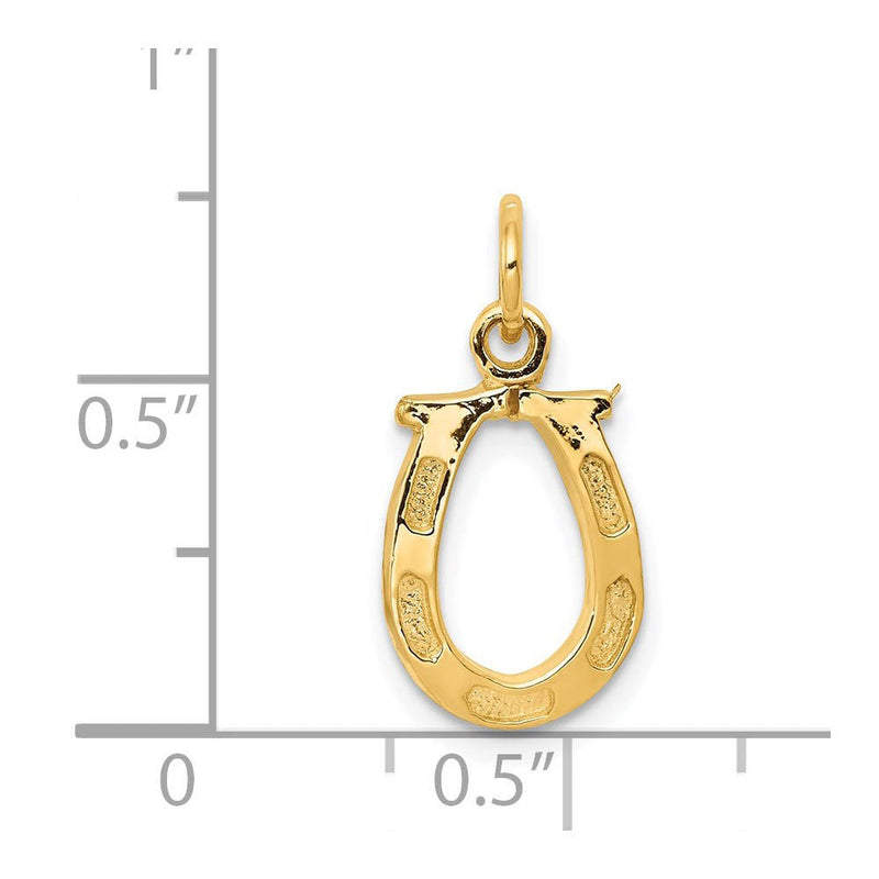 14k White or Yellow Gold Horseshoe Charm or Pendant, 10mm (3/8 inch)