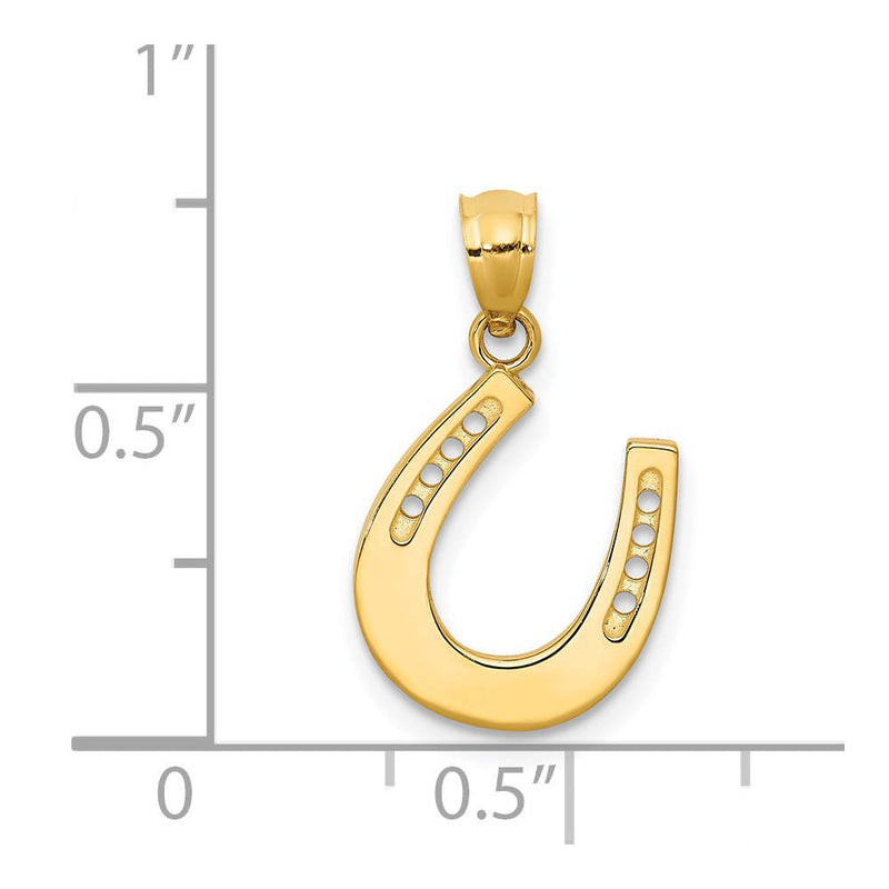 14k Yellow Gold Reversible Horseshoe Pendant, 13 x 20mm