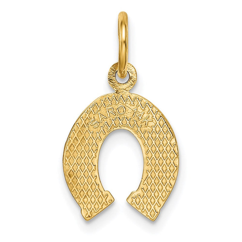 14k Yellow Gold Satin and Polished Horseshoe Charm or Pendant, 10mm