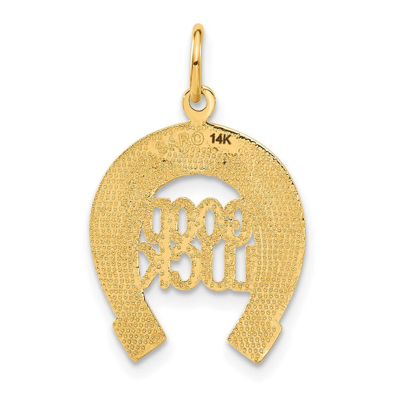 14k Yellow Gold Good Luck Horseshoe Charm or Pendant, 15mm (9/16 inch)
