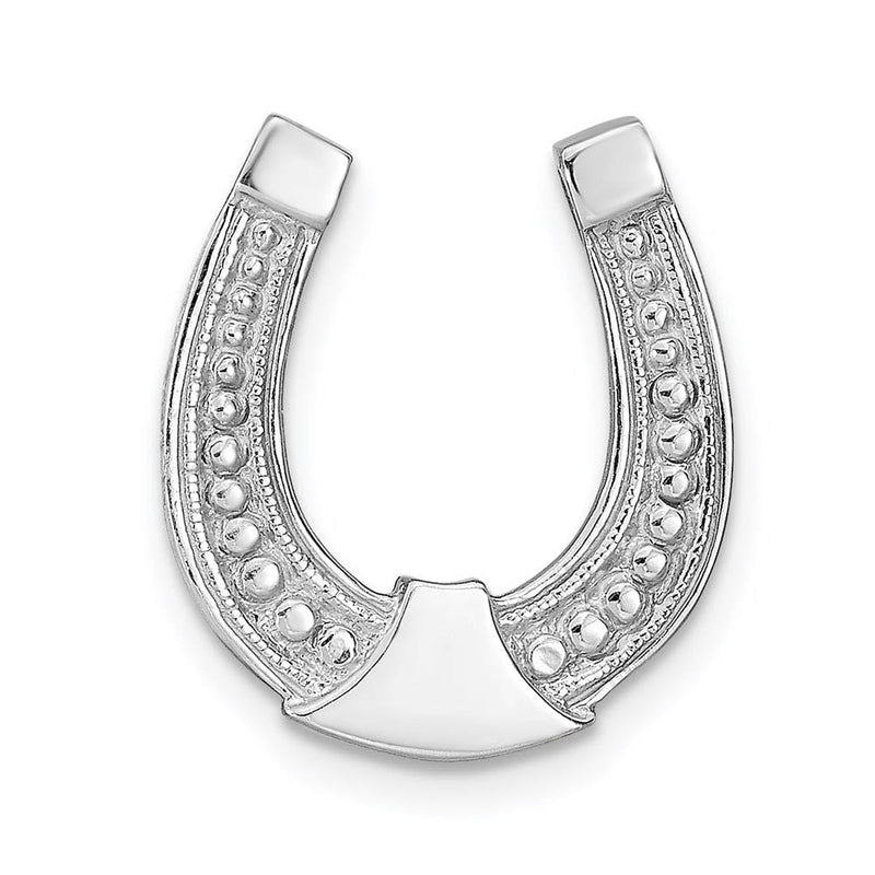 14k White Gold Horseshoe Chain Slide Pendant, 15mm (9/16 inch)