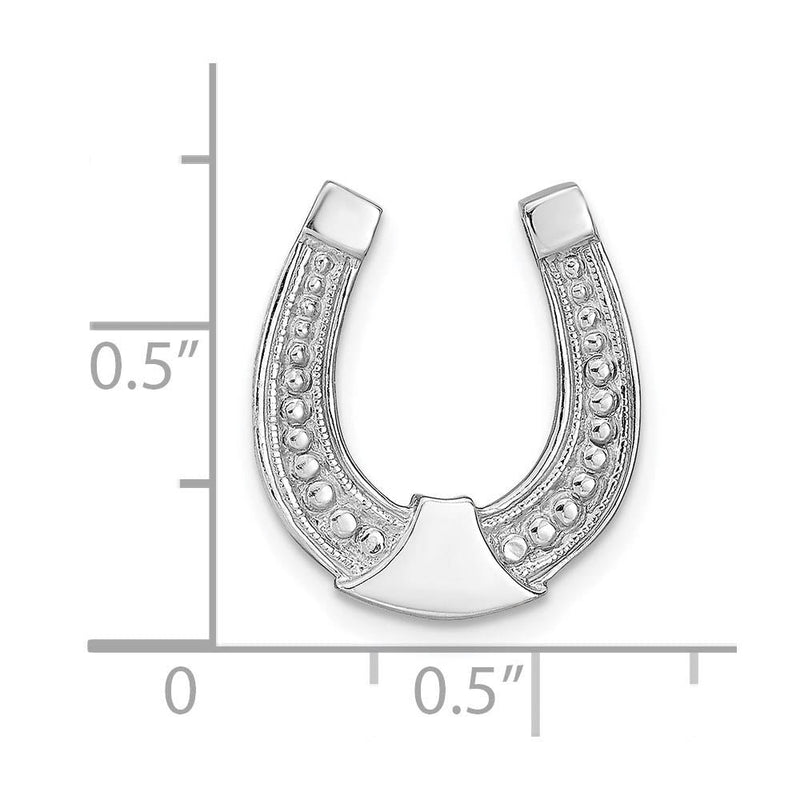 14k White Gold Horseshoe Chain Slide Pendant, 15mm (9/16 inch)