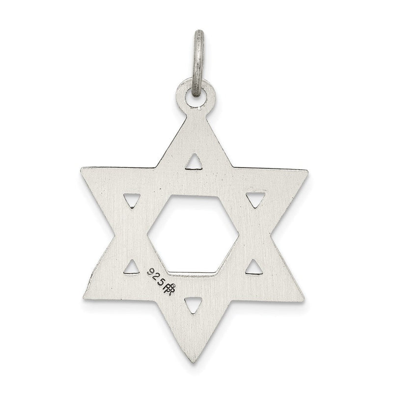 Sterling Silver Antiqued Star of David Pendant, 22 x 25mm (1 Inch)
