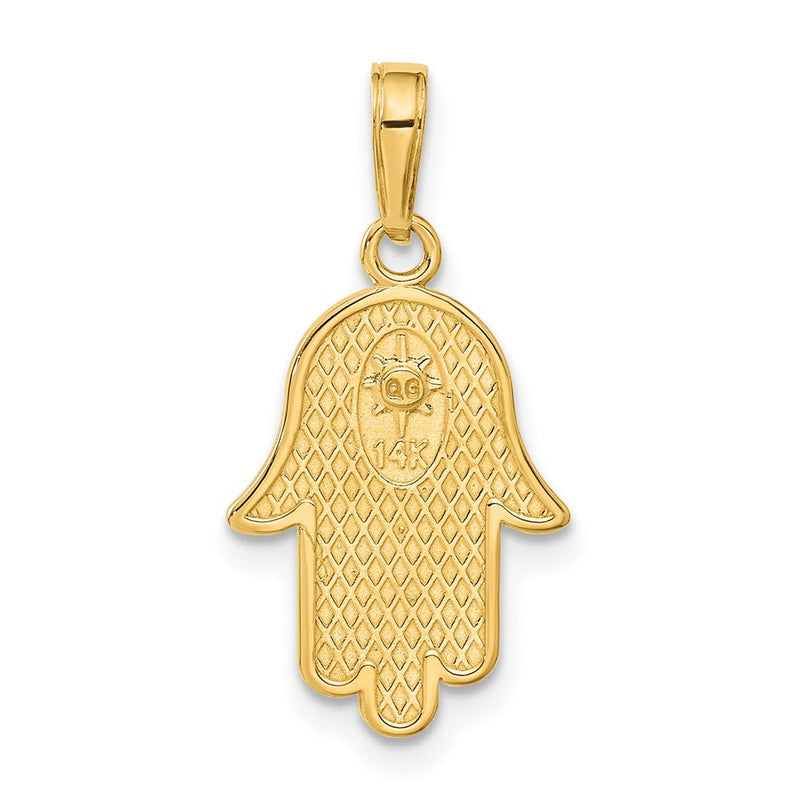 14k Yellow Gold Star of David Hamsa Pendant, 12 x 25mm