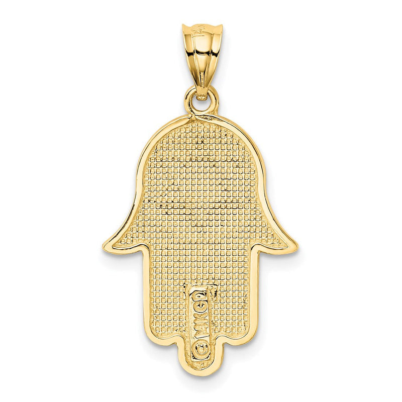 14k Yellow Gold Star of David Hamsa Pendant, 18 x 26mm