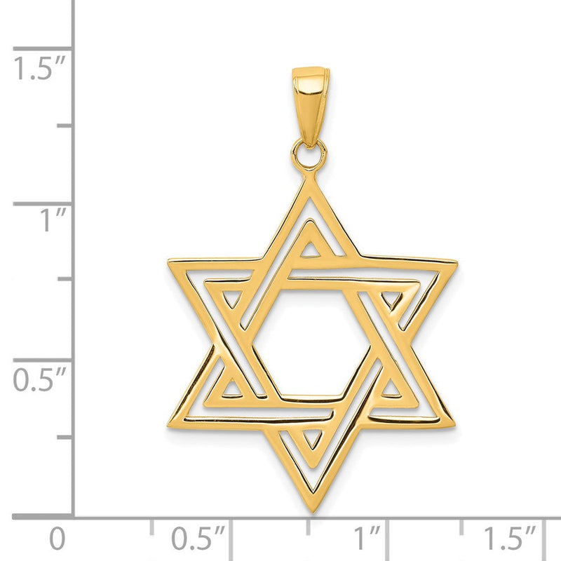 14k Yellow Gold Satin Star of David Pendant