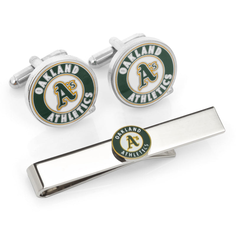 MLB Oakland A's Cufflinks and Tie Bar Gift Set
