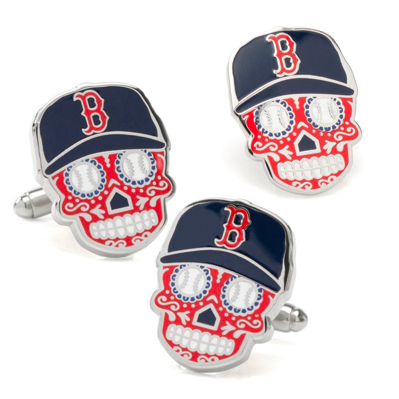 MLB Boston Red Sox Sugar Skull Cufflinks & Lapel Pin Gift Set