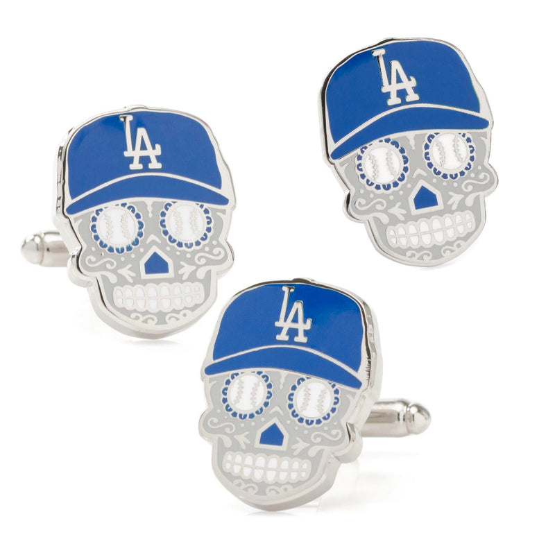 MLB LA Dodgers Sugar Skull Cufflinks & Lapel Pin Gift Set
