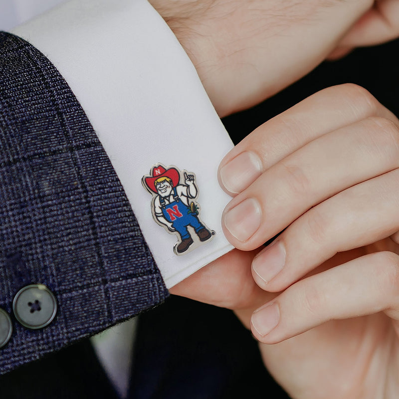 NCAA Nebraska Herbie Husker Mascot Cufflinks