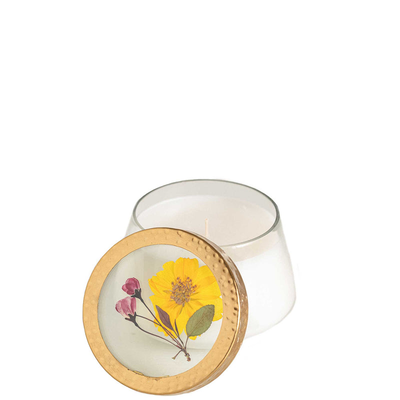 Lemon Blossom Medium Pressed Floral Candle