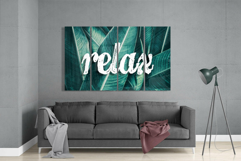 Relax 4 Pieces Mega Glass Wall Art (59"x36")