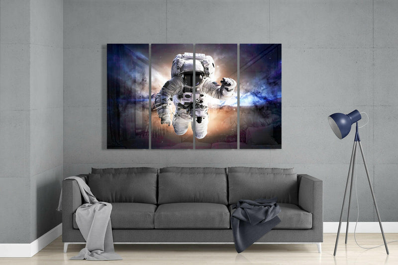 Astronaut  4 Pieces Mega Glass Wall Art (59"x36")