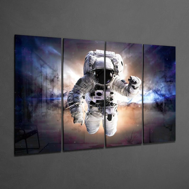 Astronaut  4 Pieces Mega Glass Wall Art (59"x36")