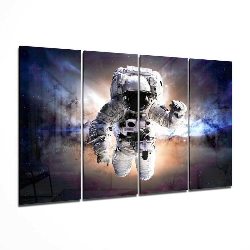 Astronaut  4 Pieces Mega Glass Wall Art (59"x36")