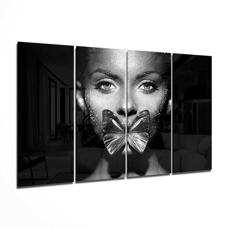Butterfly Women 4 Pieces Mega Glass Wall Art (59"x36")