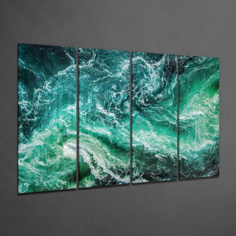 Waves 4 Pieces Mega Glass Wall Art (59"x36")