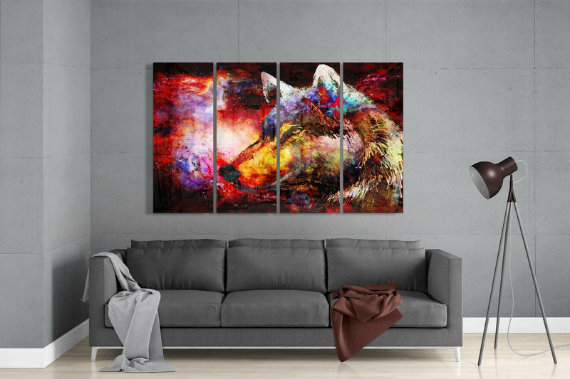 Wolf 4 Pieces Mega Glass Wall Art (59"x36")