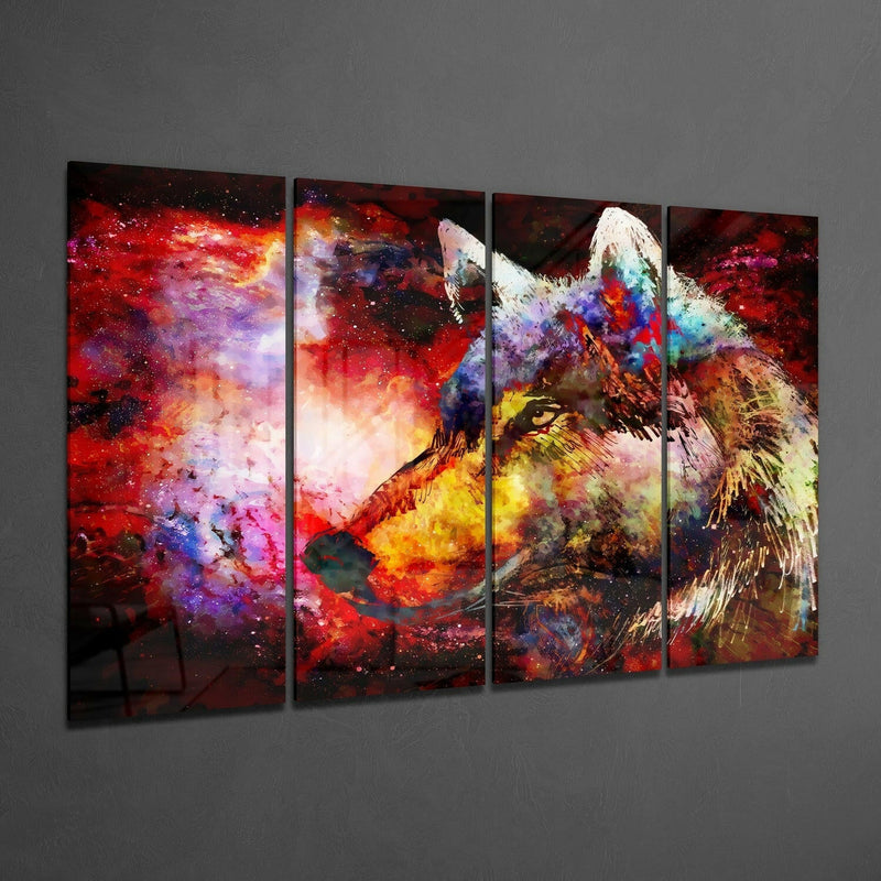 Wolf 4 Pieces Mega Glass Wall Art (59"x36")