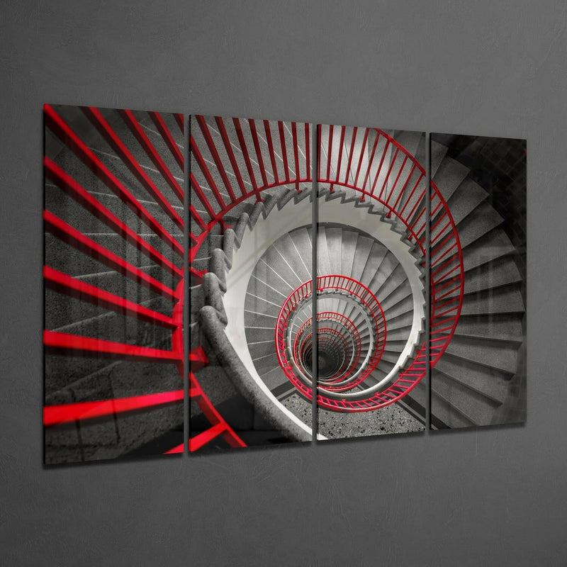 Spiral Stairs 4 Pieces Mega Glass Wall Art (59"x36")