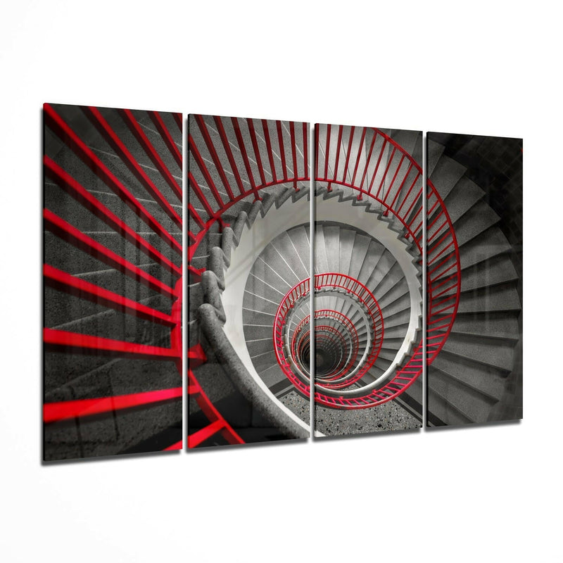Spiral Stairs 4 Pieces Mega Glass Wall Art (59"x36")
