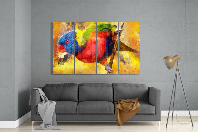 Parrot 4 Pieces Mega Glass Wall Art (59"x36")