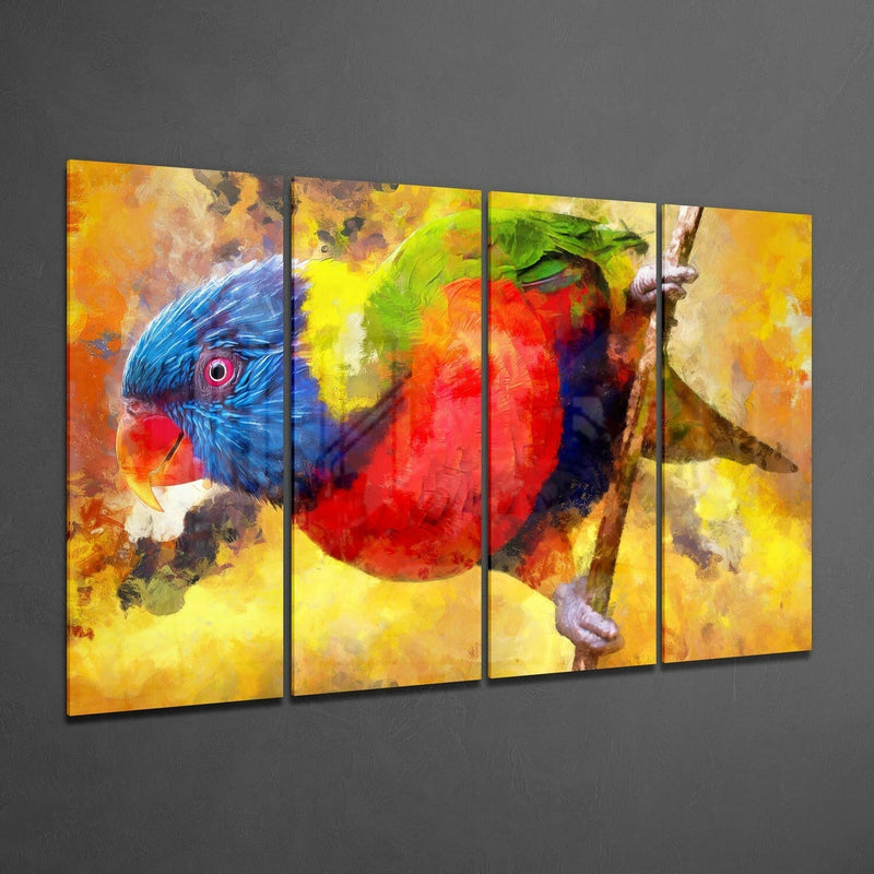 Parrot 4 Pieces Mega Glass Wall Art (59"x36")