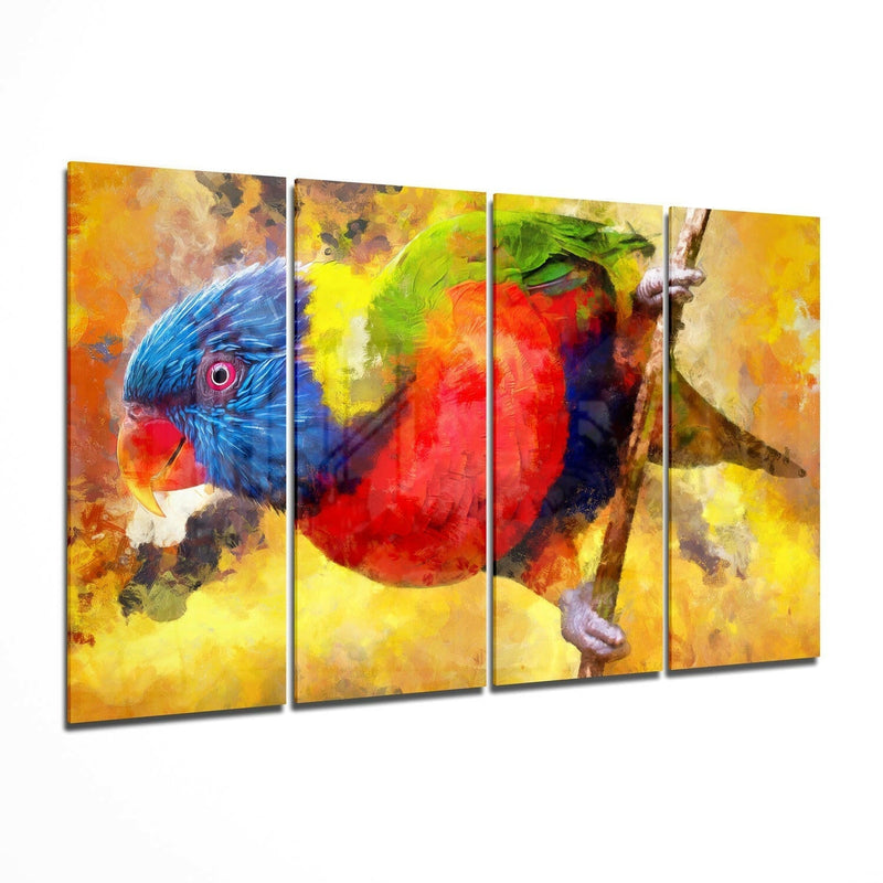 Parrot 4 Pieces Mega Glass Wall Art (59"x36")
