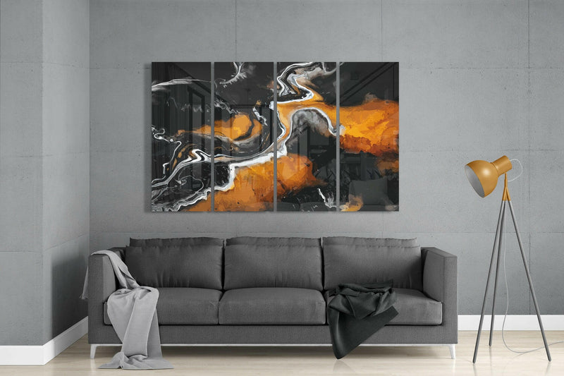 Marble Lava 4 Pieces Mega Glass Wall Art (59"x36")