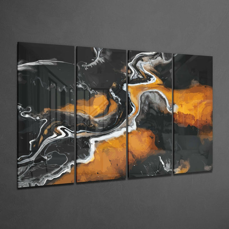 Marble Lava 4 Pieces Mega Glass Wall Art (59"x36")