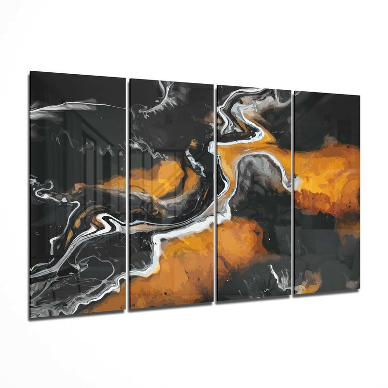 Marble Lava 4 Pieces Mega Glass Wall Art (59"x36")