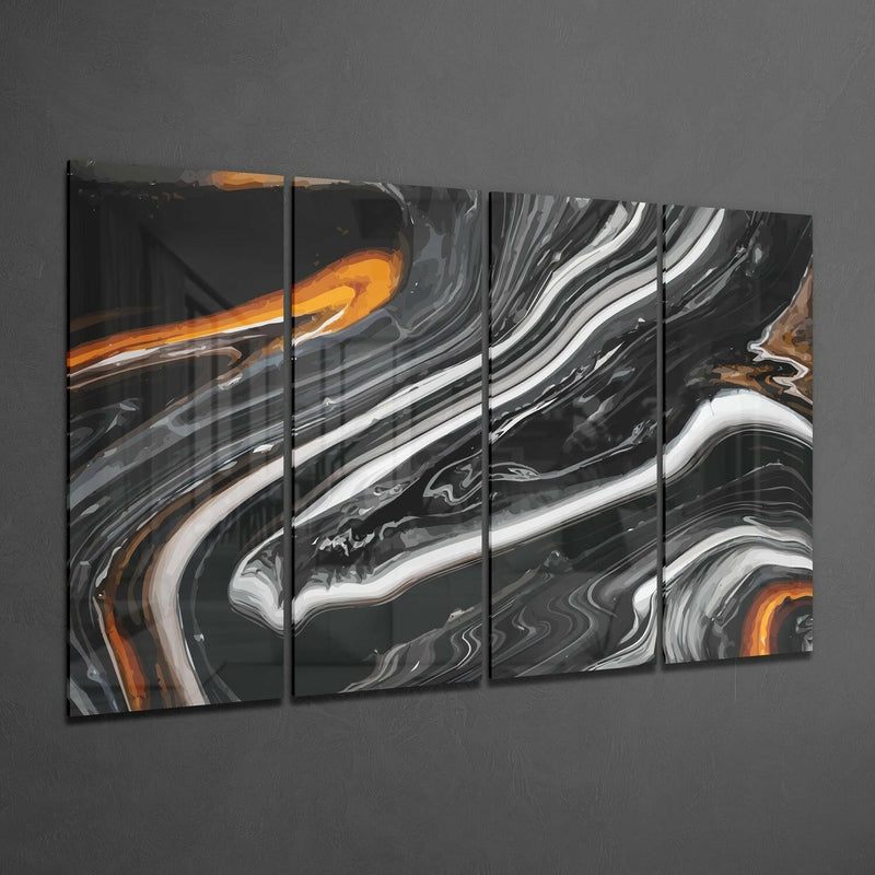 Marble Lava 4 Pieces Mega Glass Wall Art (59"x36")