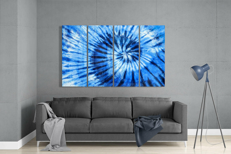 Blue Spiral 4 Pieces Mega Glass Wall Art (59"x36")
