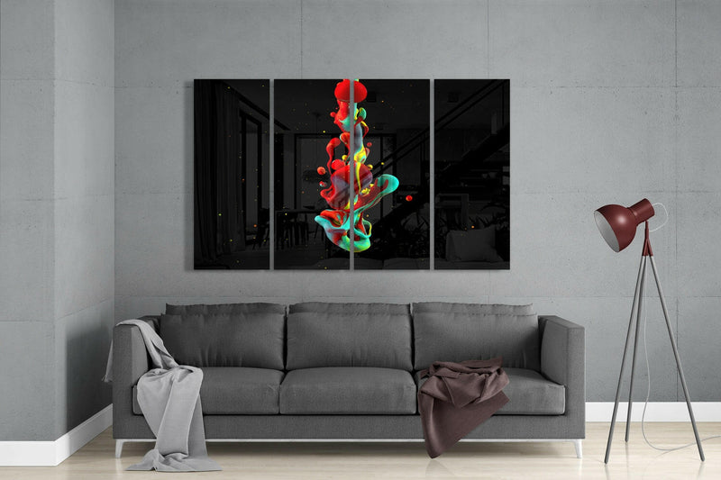 Color Mix 4 Pieces Mega Glass Wall Art (59"x36")